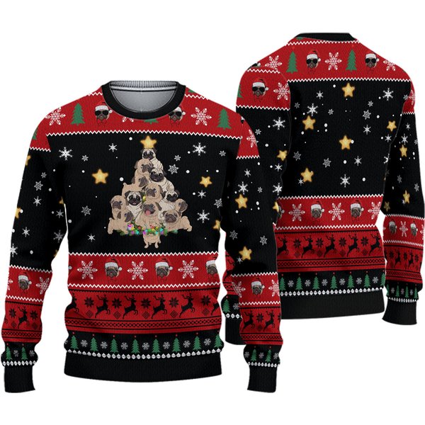 Pug Christmas Tree Ugly Christmas Sweater-image