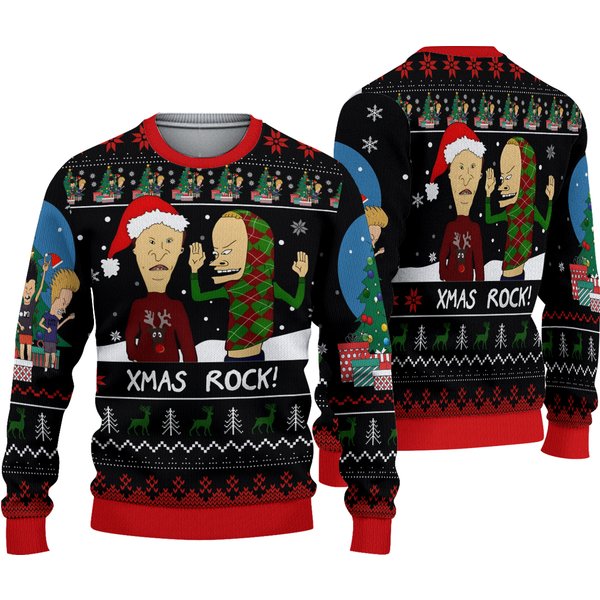 Christmas Beavis And Butthead Ugly Sweater, Funny Christmas Sweater-image