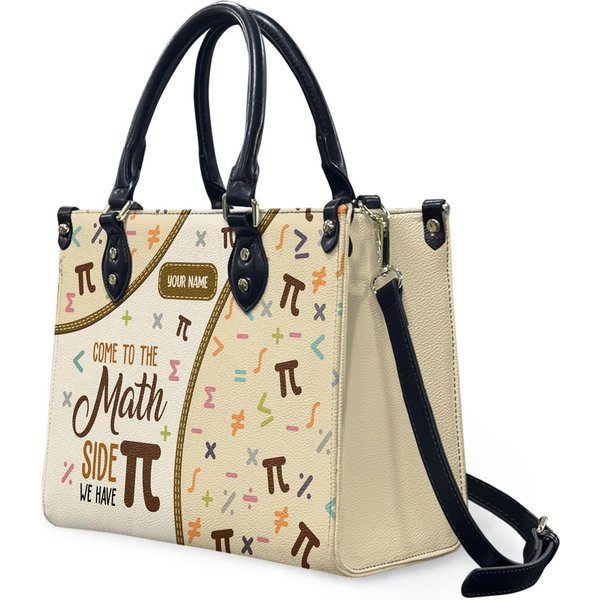 Math Teacher Leather Handbag,Teacher Handbag, Teacher Gift Leather Bag,Travel Handbag,Teacher Handbag,Handmade Bag,Custom Bag-image