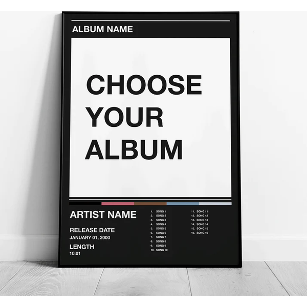 Custom Music Album Artwork Tracklist - Black Rolled Poster Wall Art Print-image