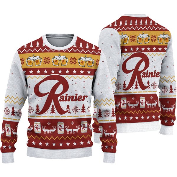 Rainier Beer Ugly Knitted Christmas Sweater, Rainier Beer-image