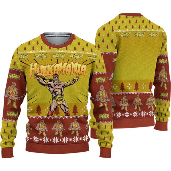 Hulkamania Hulk Hogan Christmas Ugly Sweater, Hulk Hogan Christmas Sweatshirt-image