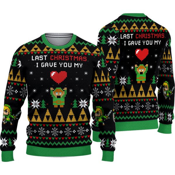 Zelda Ugly Sweater, Link To My Heart Legend Of Zelda, Ugly Christmas Sweater