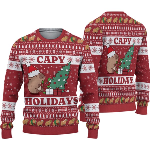 Capybara Ugly Christmas Sweater, Capy Holidays Sweater-image