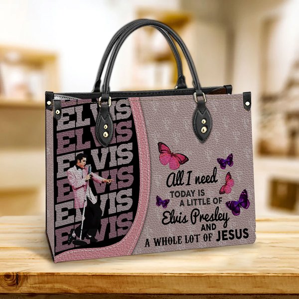 King Of Rock Elvis Presley Handbag, Music Lover Leather Bag-image