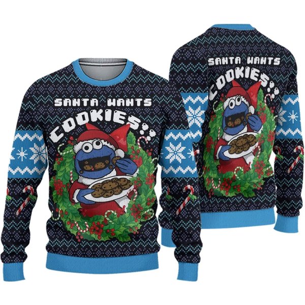 Santa Wants Cookies Monster Ugly Christmas Sweater-image