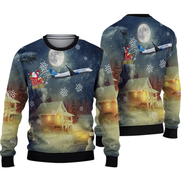 United Airlines Boeing 737-924Er All Over Printed Ugly Sweater, Airlines Boeing-image