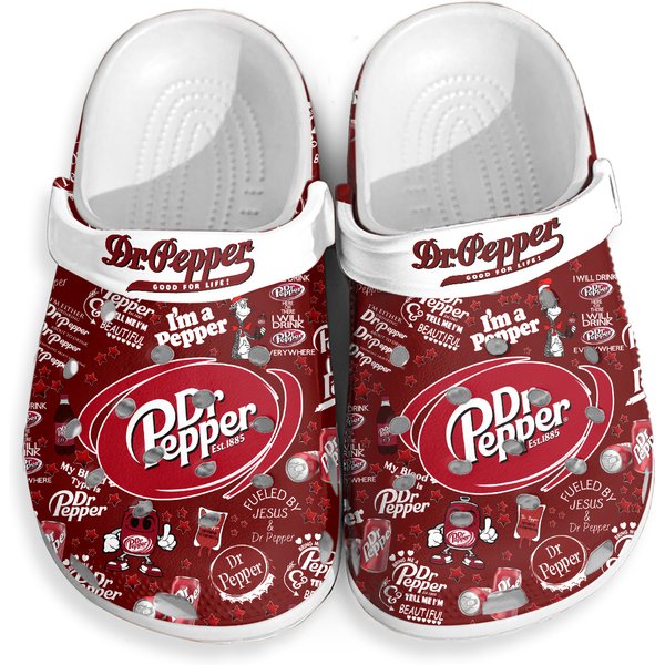 Dr Pepper Clogs, Soda Lovers Clogs Women, Dr Pepper Shoes Men, Soft Drink Lovers Shoes, Diet Dr Pepper Summer Sandals, Unique Sandals-image