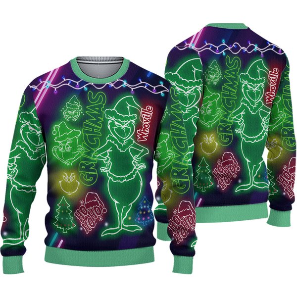 Grin Christmas Bright Neon Lighting Ugly Christmas Sweater-image