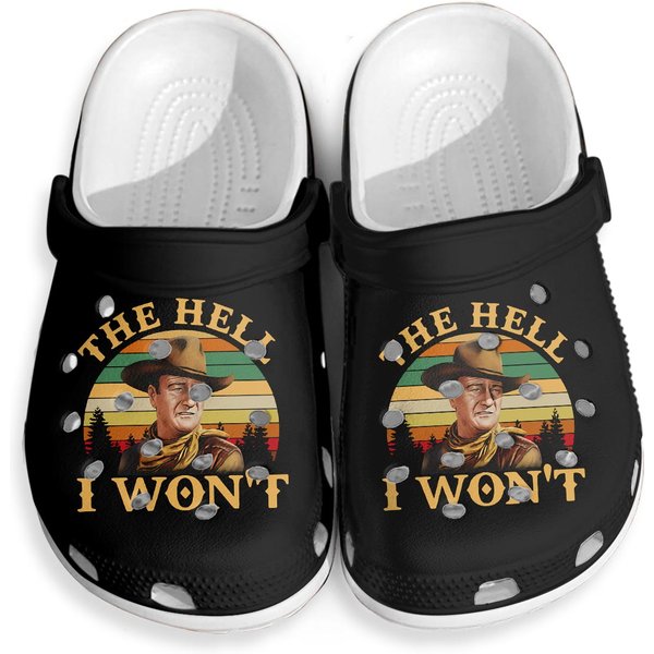 John Wayne The Hell I Won't Vintage Gift Clogs-image