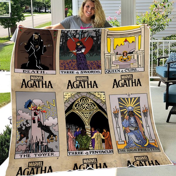Agatha All Along Tarot Card Blanket, Agatha Harkness Blanket, Green Witch Queer-image