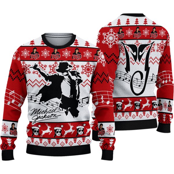 Michael Jackson Graphic Snowflakes Ugly Christmas Sweater Full Sizes Xs-5xl