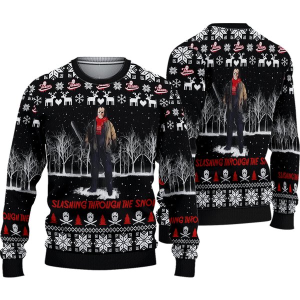 Horror Movies Character Ugly Christmas Sweater, Halloween Horror Face Xmas Sweatshirt