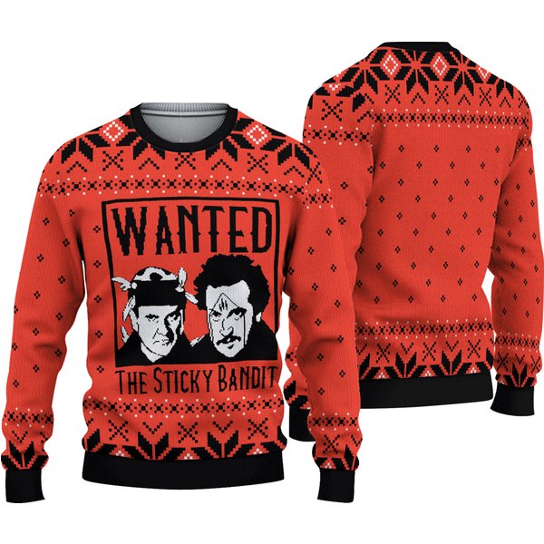 Wanted Sticky Bandits Home Alone Xmas Ugly Sweater