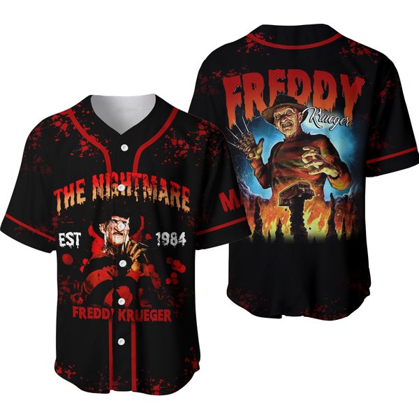 Personalized Freddy Krueger The Nightmare Est 1984 Horror Baseball Jersey Shirt-image
