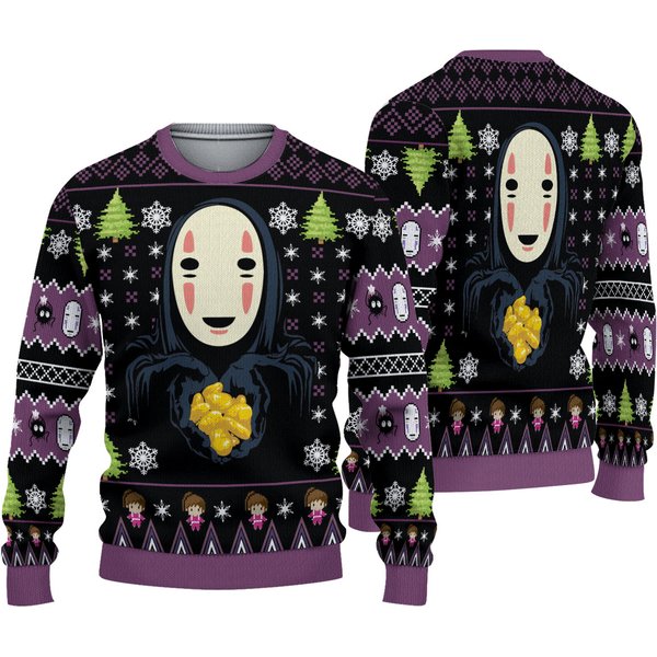 No Face Gold Nuggets Spirited Away Ugly Christmas Sweater-image