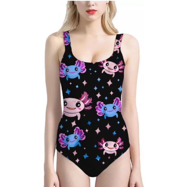 Axolotl Youth One Piece Swimsuit | Fun Pattern Youth Swimsuit-image