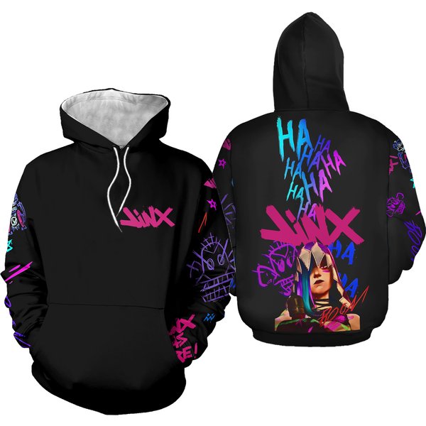 League Of Legends, Jinx Hoodie Unisex, Arcane, Vi, Powder-image