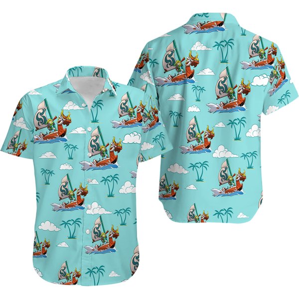 The Wind Waker Woven Zelda Hawaii Shirt And Shorts, Legend Of The Zelda Hawaii Shirt-image