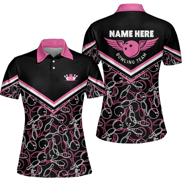 Custom Womens Funny Bowling Polo Shirts, Bowling Lovers Bw0040-image