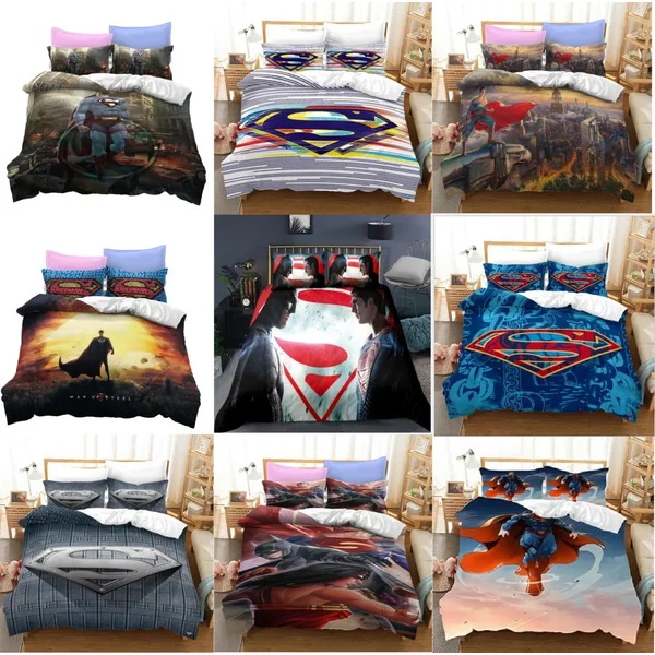 Superman Justice League Bedding Set – Single/Double/Queen/King Duvet Cover Set-image