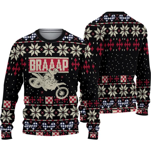 Christmas Braaap Motorcycle Ugly Sweater, Braaap Motor-image
