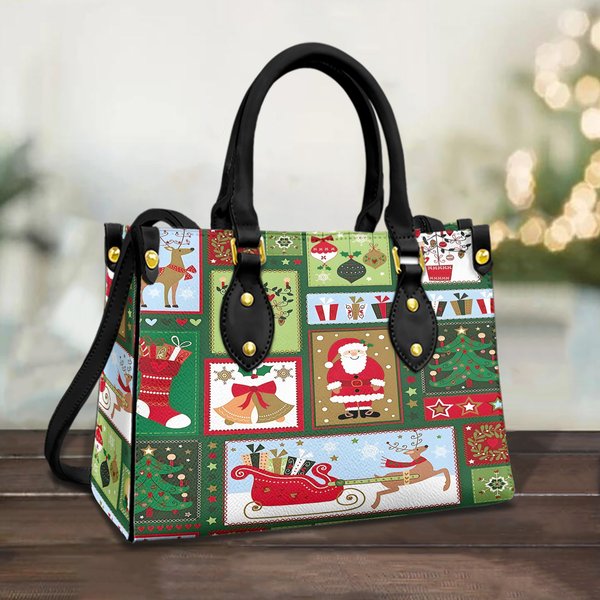Christmas Leather Handbag And Wallet, Christmas Leather Bag