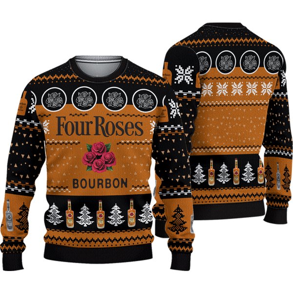 Four Roses Bourbon Christmas Ugly Sweater, Beer Christmas Ugly Sweater Knitted-image