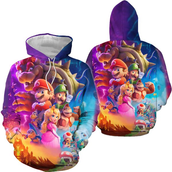 Super Mario 3D Hoodies, Mario Merch, Gifts For Fan-image