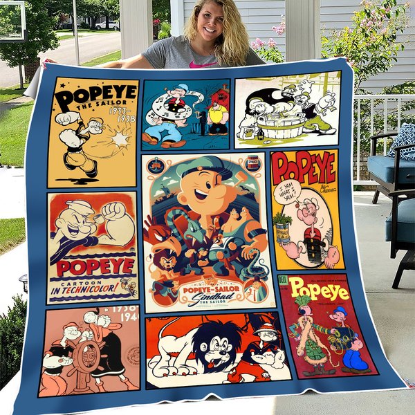 Popeye Blanket, Popeye The Sailor Cartoon Fleece Blanket-image