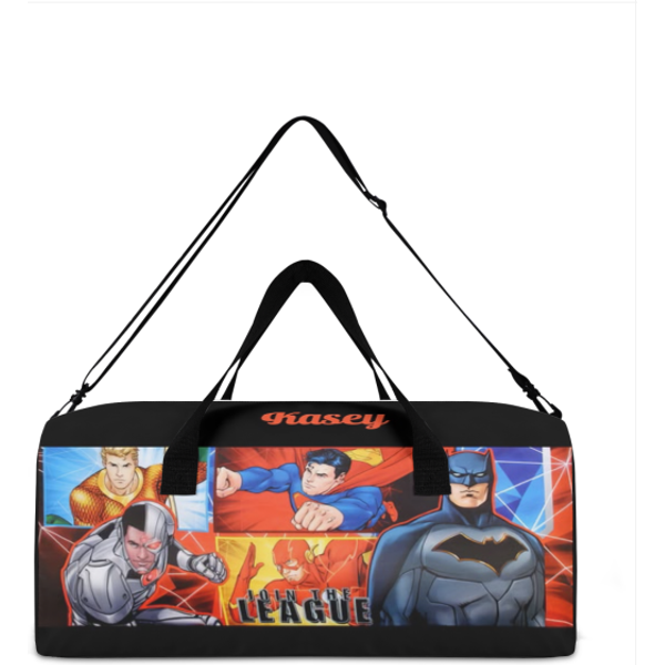 Personalized Duffel Bag For Kids - Travel, Sleepover Overnight Bag Featuring Justice League