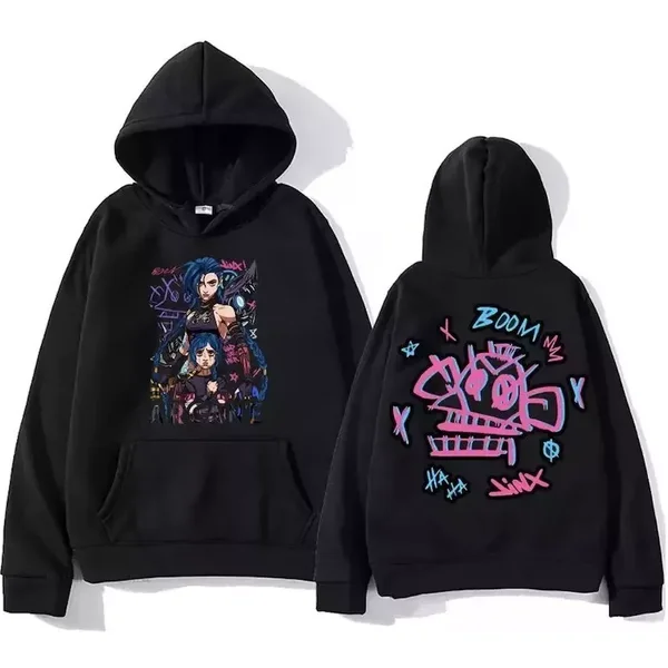 Arcane Jinx Black Hoodie, League Of Legends Charecters Hoodie