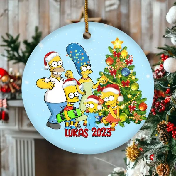 The Simpsons Family Ornament, Custom The Simpsons Christmas Ornament-image
