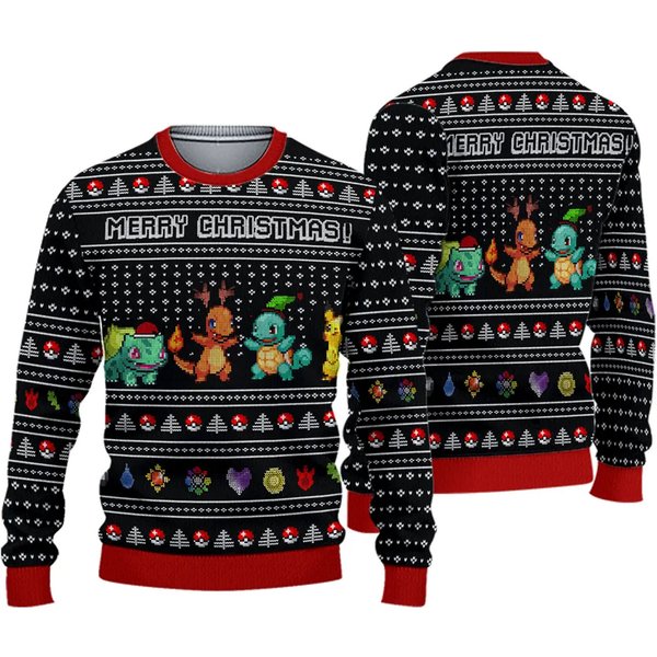 Merry Christmas Pkm Ugly Christmas Sweater 3D Over Print-image
