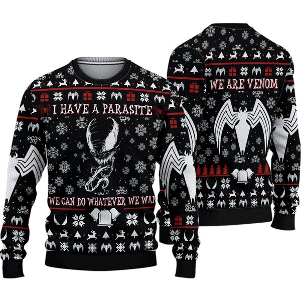 Christmas Venom Ugly Sweater, Superhero Movie Holiday Sweater-image