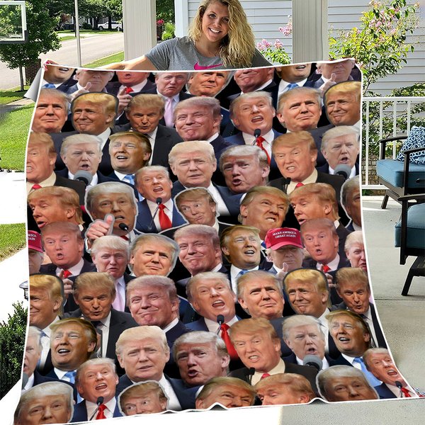 Donald Trump Blanket, Fleece Throw Blanket, All Over Print-image
