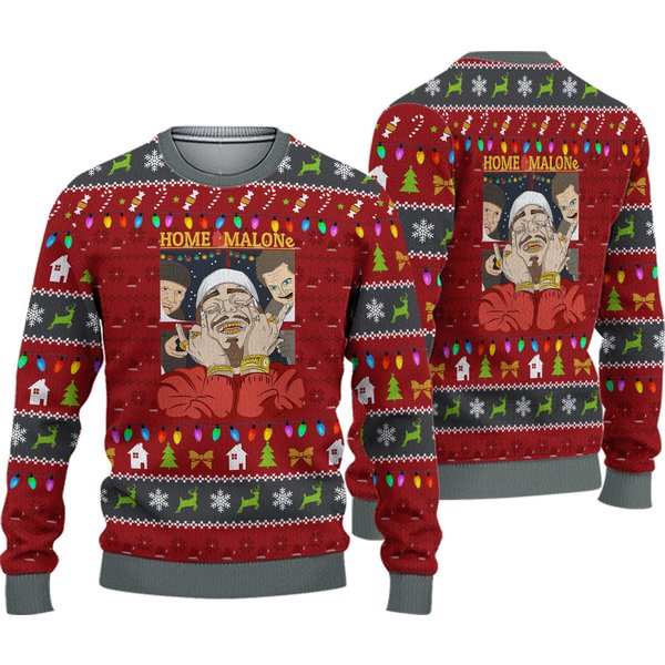 Home Malone Meme Ugly Christmas Sweater-image