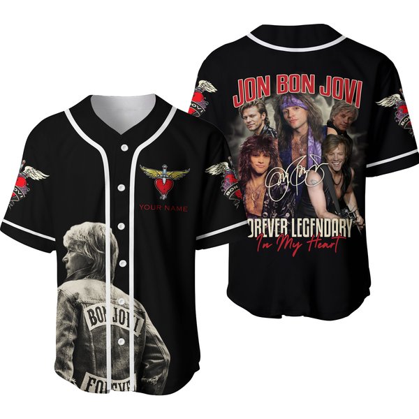 Jon Bon Jovi Forever Legendary In My Heart Personalized Baseball Jersey-image