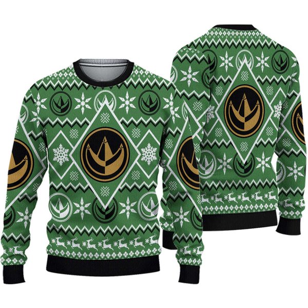 Mighty Morphin Power Rangers Green Ranger Christmas Ugly Sweater, Family Christmas Ugly Sweater-image