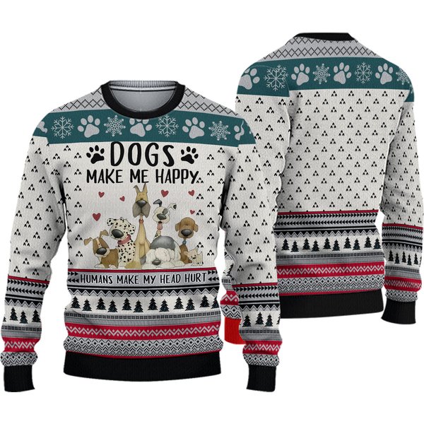 Dogs Make Me Happy Ugly Christmas Sweater-image