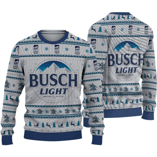 Light Beer Ugly Christmas Sweater, Busch Beer Gift-image