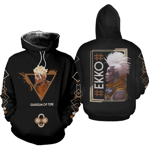 Unisex Oversize Arcane Ek Black Hoodie, League Of Legends Characters Hoodie-image