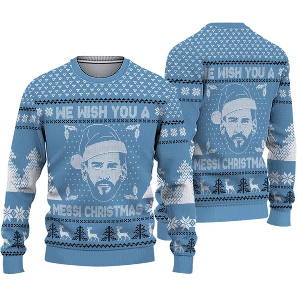 We Wish You A Merri Christmas Ugly Sweater 2023, Messi Christmas Sweater