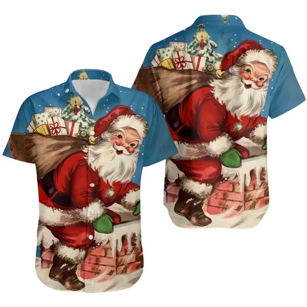 3D Santa Claus Print Hawaiian Shirt, Men's Christmas Shirt-image