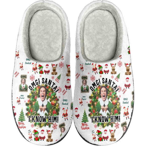 Buddy The Elf Omg Santa I Know Him Xmas Cozy Unisex Winter Slippers-image