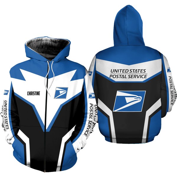Custom Name Postal Service 3D Fleece Hoodie-image