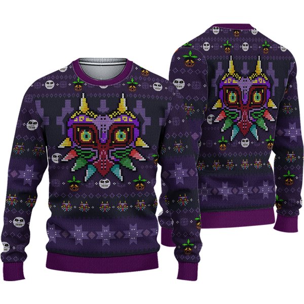 Legend Of Zelda Majoras Mask Ugly Sweater, Zelda Sweater-image