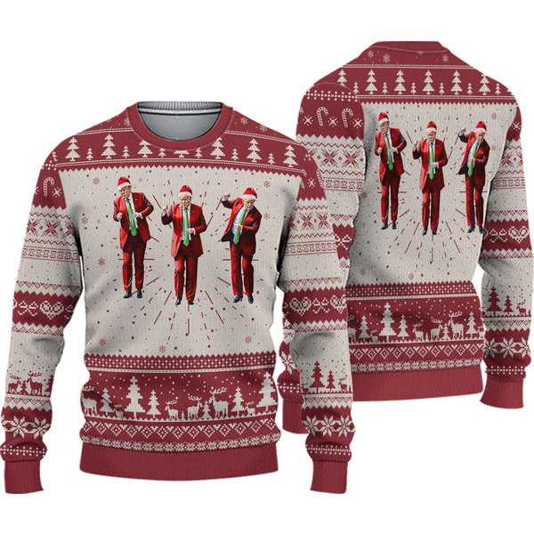 President Donald Trump Ugly Christmas Sweater Funny, Trump Dancing Sweater-image
