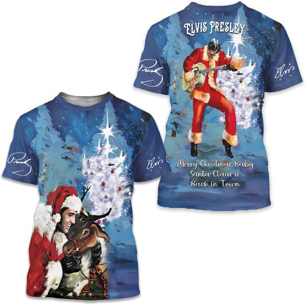 Elvis Presley The Santa Merry Christmas Baby 3D T-Shirt-image