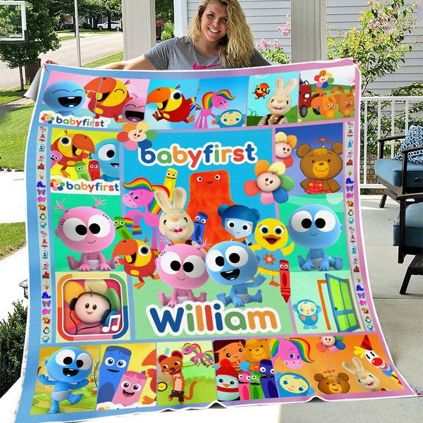 Personalized Baby First Tv Fleece Blanket, Birthday Gift-image